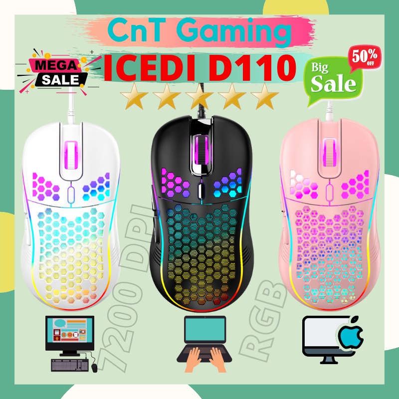 Chuột Gaming ICEDI - D110 Led RGB ( Chuột Gaming Siêu Nhẹ, LED RGB ...