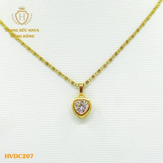 Dây Chuyền, Vòng Cổ Nữ Mặt Đính Đá Xi Mạ Vàng Non Cao Cấp - Trang Sức Hava Hong Kong - HVDC207