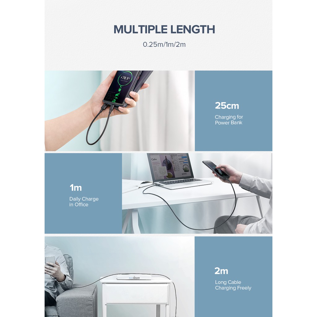 Dây cáp sạc nhanh/ truyền dữ liệu UGREEN 3A đầu cắm TypeC USB sang Type C | BigBuy360 - bigbuy360.vn