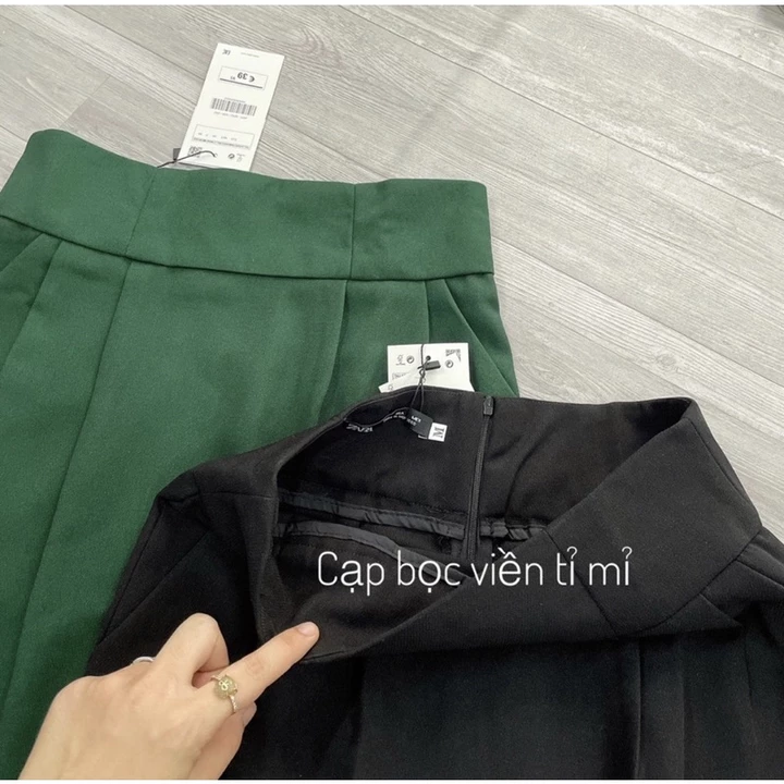 Chân váy midi dáng bút chì công sở, chân váy xẻ sau dúm sườn 2 túi cạp to Okélla