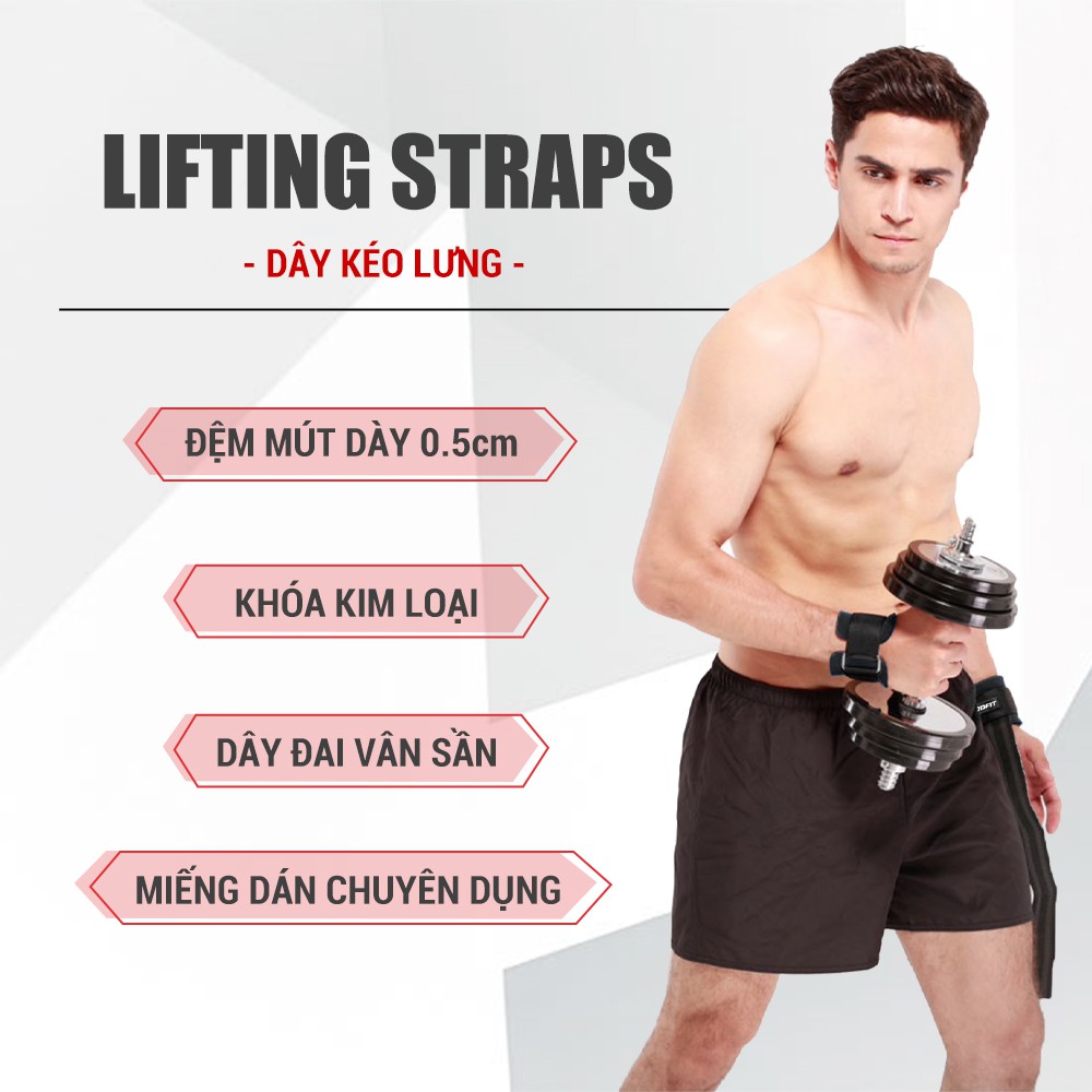 Dây kéo lưng tập gym Lifting Straps kết hợp quấn cổ tay GoodFit GF731LS dây kéo hỗ trợ Deadlift