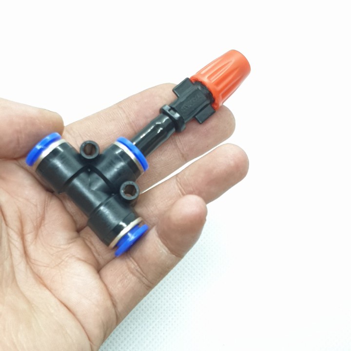 Béc Phun Sương 1 Hướng Màu Cam Kèm tê 8mm  Siêu Mịn Tưới Cây, Tưới Hoa , Làm Mát Kèm Nối Nhanh T 8mm