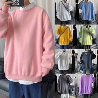 Áo Sweater Trơn Mỏng Tay Dài Cổ Tròn Thời Trang Cho Unisex Chất Lượng Cao Size M-3XL