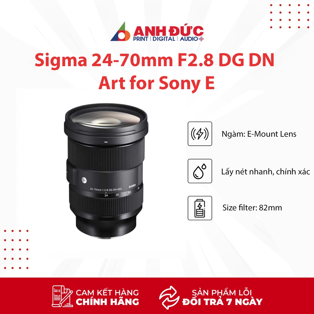 Ống Kính Sigma 2470mm F2.8 DG DN Art for Sony E, Bảo Hành 12 Tháng