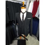 Combo Bộ vest nam ôm body màu đen mềm mịn co giãn nhẹ (áo vest + áo gile + quần + cà vạt + ghim cài) tặng hộp đựng — ảnh 4