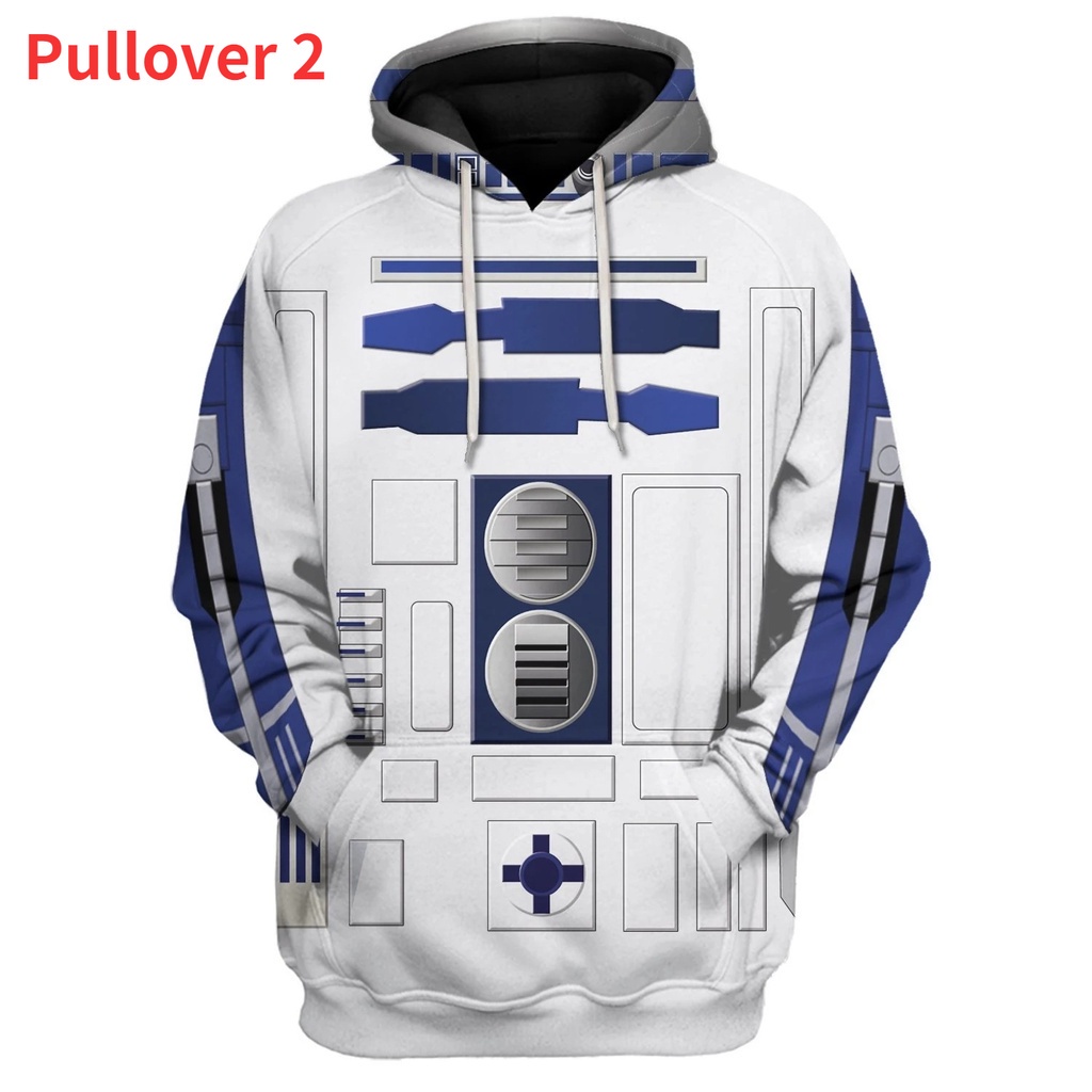Áo hoodie unisex in 3D hình R2-D2 - Phù hợp làm áo khoác ngoài thời trang