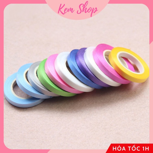Dây ruy băng 10m size 5mm nhiều màu dùng trang trí gói quà, buộc bóng bay - Kem Shop K307