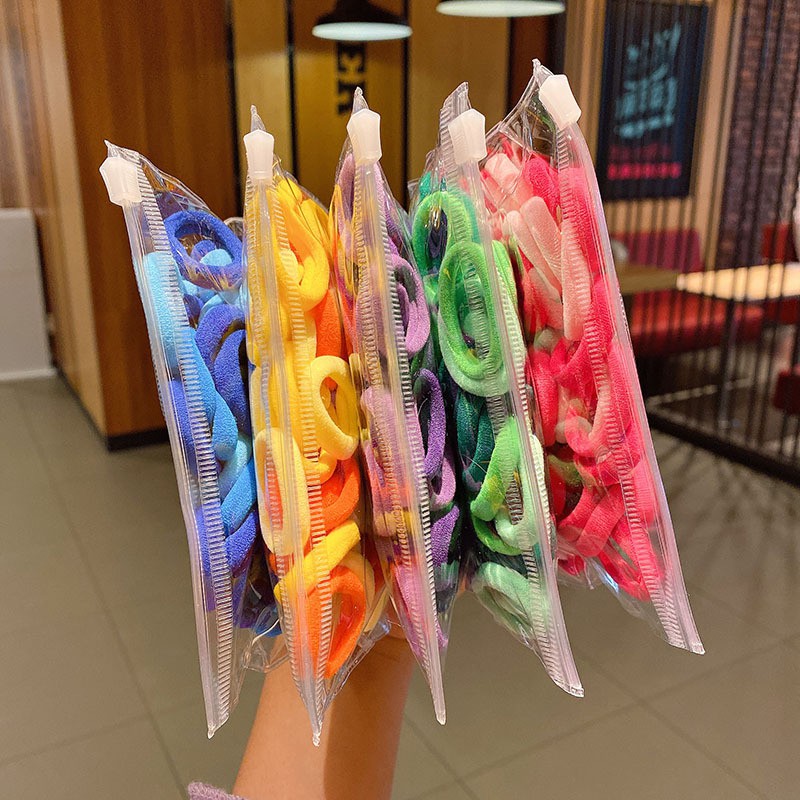 SET 50 Chun Buộc Tóc Cho Bé Nhiều Màu tặng kèm túi ZIP