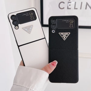 Ốp lưng thời trang cho Samsung Galaxy Z Flip 3 4 5 6 7FE Cover Chống va đập da sang trọng PU + PC Case cho Z Fold 2 3 4 5 6 7 Vỏ bảo vệ điện thoại di động