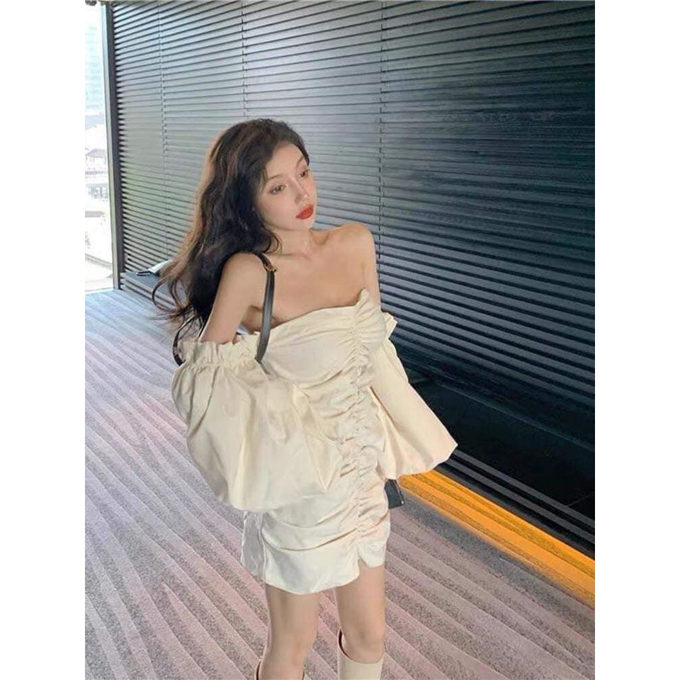 ĐẦM TRỄ VAI NHẤN THÂN 2 MÀU - SISI DRESS