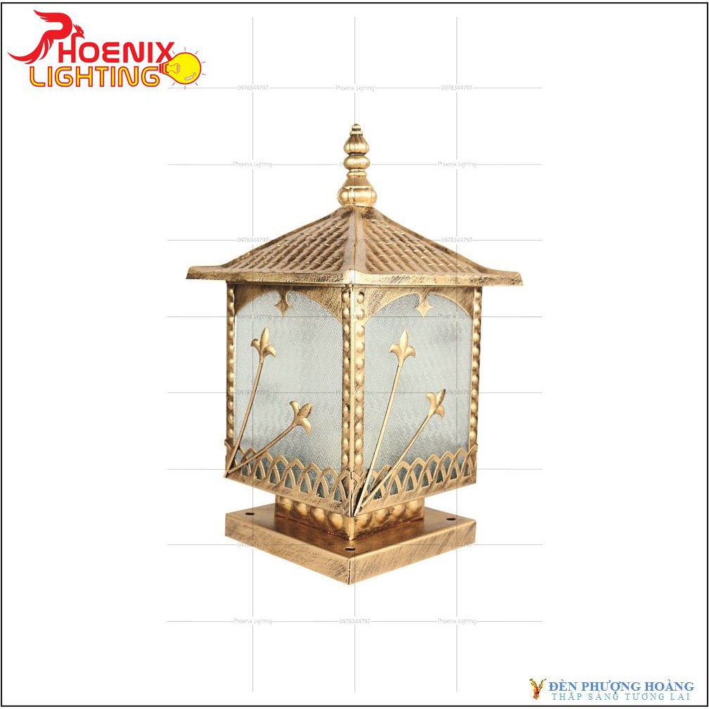 Đèn trụ cổng : Đèn ngoài trời D200 mái nhôm đúc PH6063 | Shopee Việt Nam