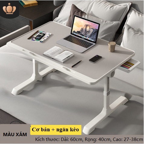 Bàn laptop gấp gọn, bàn học sinh viên, có ngăn kéo, khe để Ipad, điện thoại, giá đỡ sách, cổng sạc USB A-001