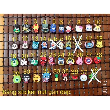 Sticker/Jizbitz gắn dép/sục (có bán dép trơn không chữ, dép satihu, dép cross)