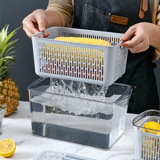 Hộp bảo quản thực phẩm tủ lạnh 2 lớp cỡ lớn có khóa thoát khí tiện dụng