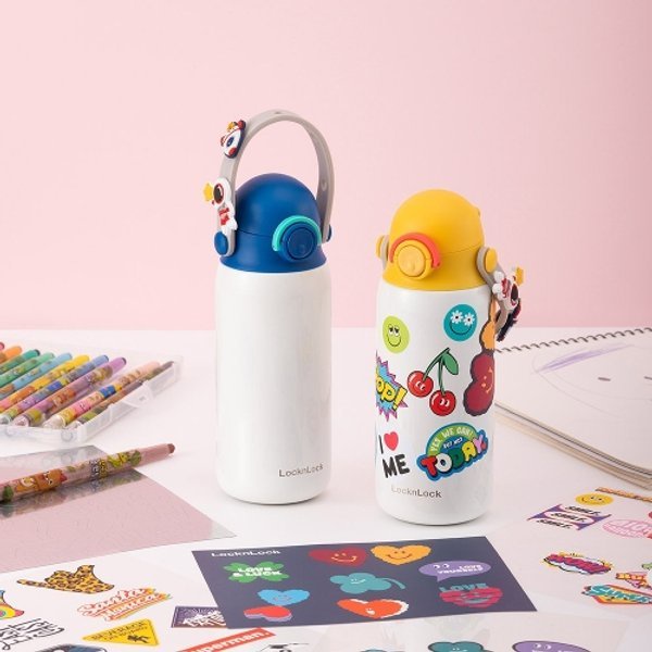 Bình giữ nhiệt trẻ em LocknLock DIY Strap Tumbler LHC3283 350ml Sticker dễ thương K-MALL