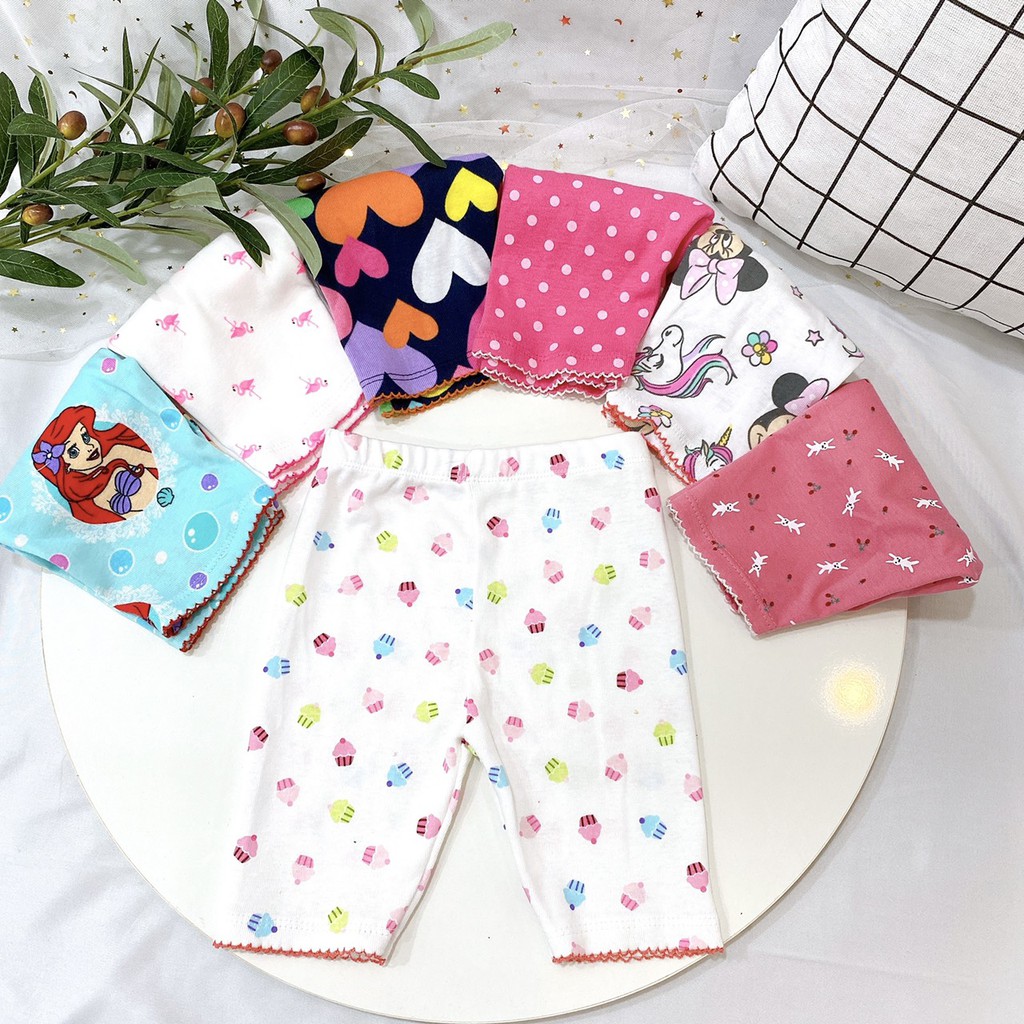 Quần legging lửng bé gái chất cotton vải xuất dư nhiều họa tiết size 10-22kg