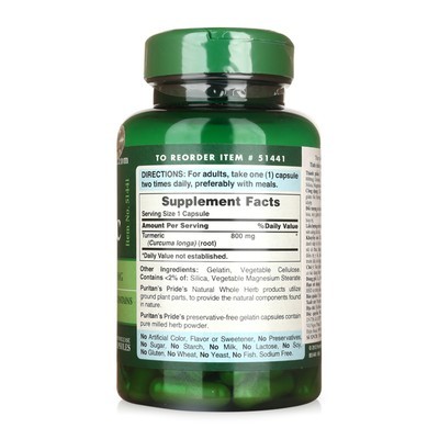Ảnh Tinh chất nghệ chống lão hóa làm đẹp da, ngừa đau dạ dày, viêm khớp Puritan's Pride- Turmeric 800mg 100 viên 1