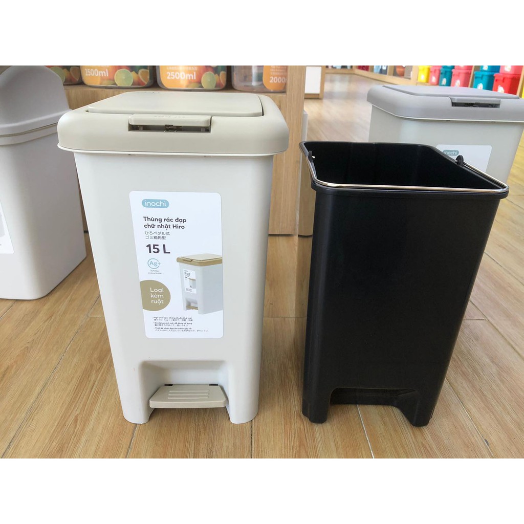 Thùng Rác Nhựa Đạp Chân Nắp Đậy Chữ Nhật 15 Lít Inochi Làm Sọt Rác Văn ...