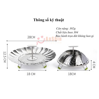 Xửng Hấp Inox Cao Cấp,  Vỉ Hấp Đa Năng, Mở Rộng Hoặc Thu Nhỏ Tùy Ý Kèm Chân Phù Hợp Với Hầu Hết Các Loại Xoong Nồi 3896