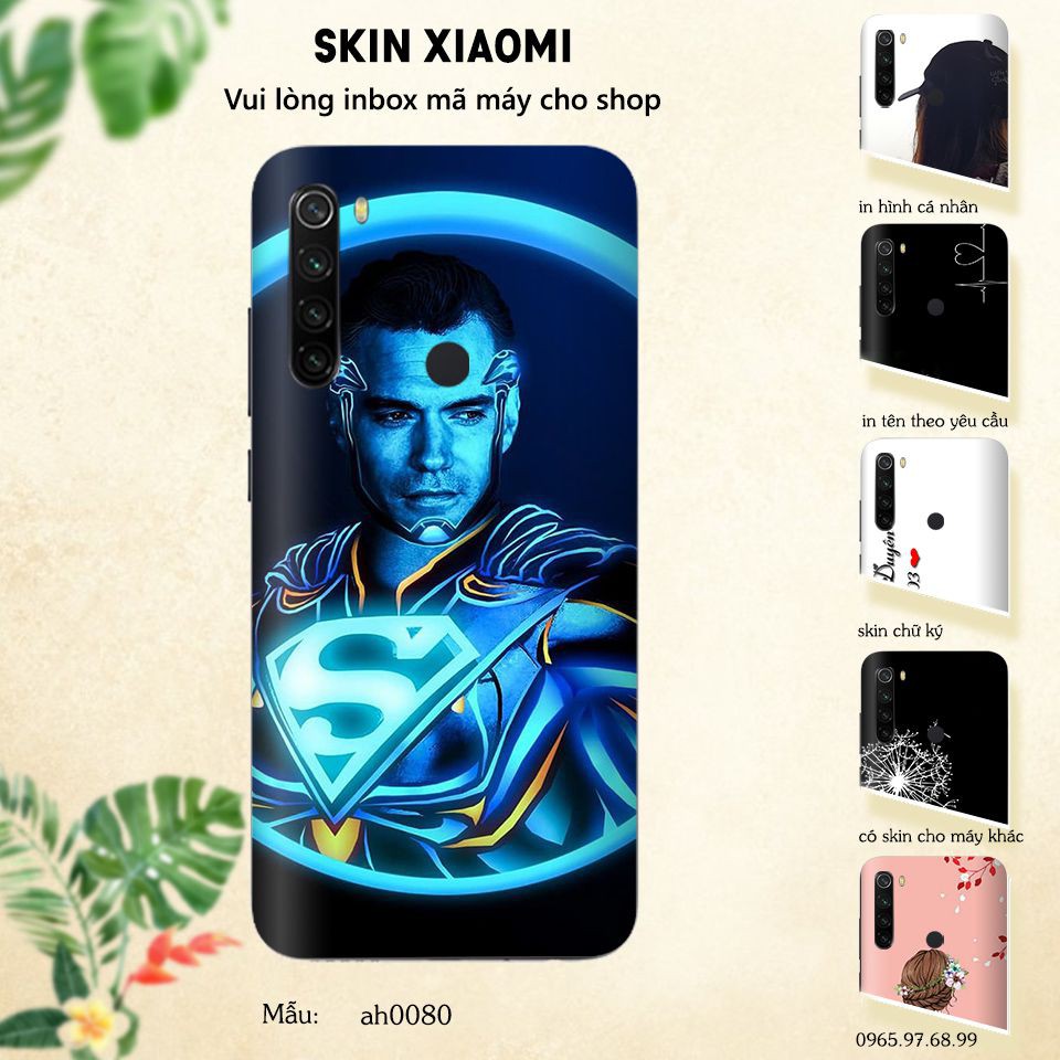 Miếng dán skin cho các dòng điện thoại Xiaomi Mi6 - Mi8 - Mi 9 in hình 3D nhiều màu sắc