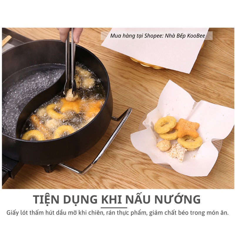 Set 140 Tờ Giấy Thấm Dầu Thực Phẩm KOOBEE – Giấy Thấm Hút Dầu Mỡ Chiên Rán, Canh Súp, Lẩu, Đồ Nướng | PKB10