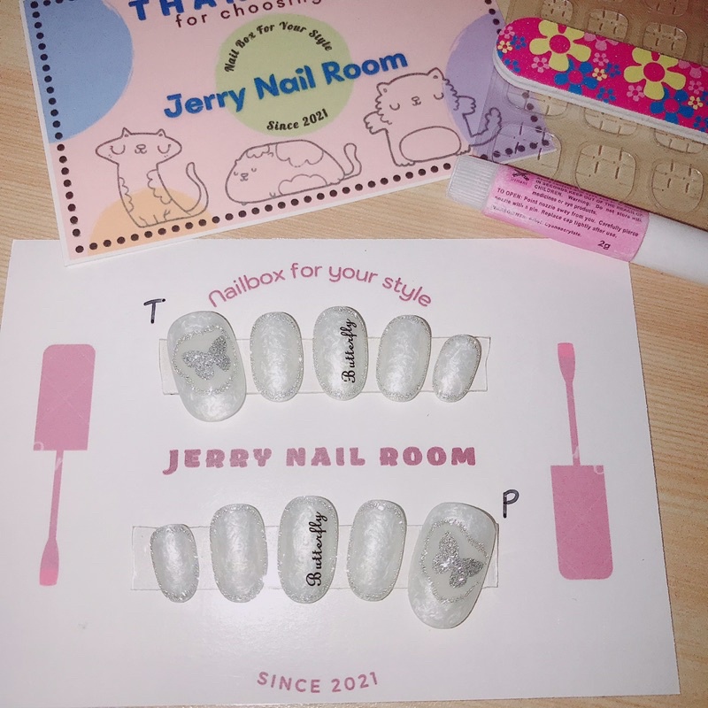 [Jerry Nail Room] Nail box móng up thiết kế 2022 gồm 10 móng kèm dũa và