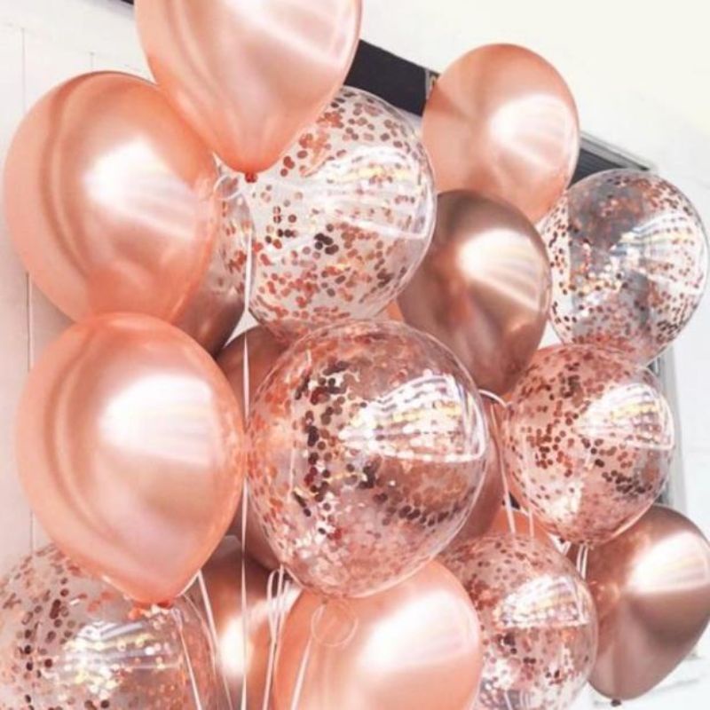 Set 5 bóng bay nhồi sequin kim tuyến tròn trang trí sinh nhật, trang trí phòng cưới - Kem Shop K86