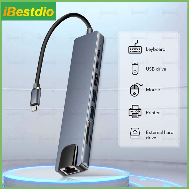 Bộ Chuyển Đổi Hub 5 / 8 Trong 1 Type C Sang 4K HDMI Có Đầu Đọc Thẻ SD ...