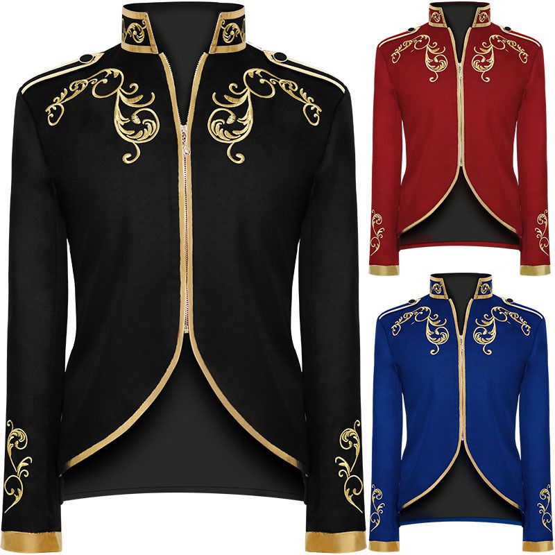 Regal Men Palace Prince Gold Thêu Blazer Slim Fit Áo khoác lý tưởng Váy lạ mắt cho