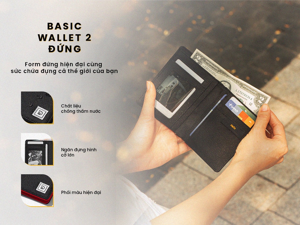 Mô tả Ví vải DIM Basic Wallet 2 Form Đứng - 1
