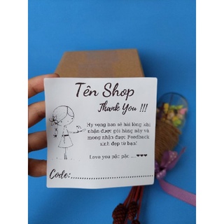 Cuộn 400 Tem ghi mã vận đơn có tên shop, có sẵn keo kích thước 10x10cm