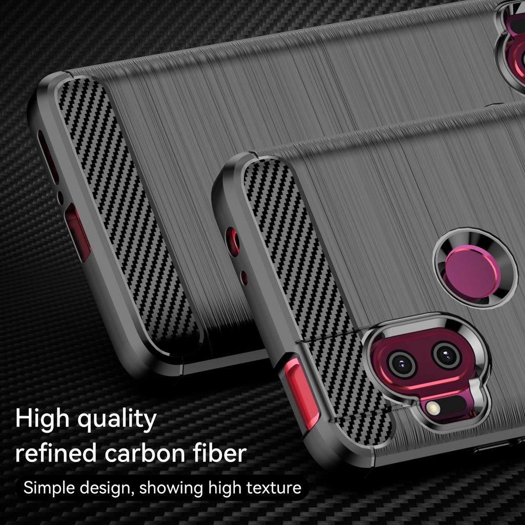 Sợi Carbon Chải Sọc Motorola Moto One Hyper Silicone Mềm tpu Vỏ Điện Thoại Chống Sốc Vỏ Bảo Vệ