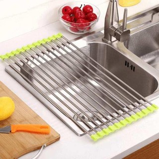 Giá inox để chén, dĩa cách nước xếp gọn tiện lợi để bồn rửa chén (hàng tốt)