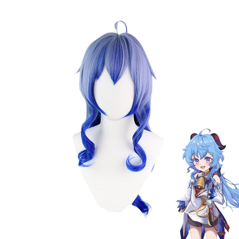 Tổng hợp Genshin Premium Impact Ganyu Blue Wig cho và Halloween Cosplay