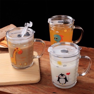 Ly Cốc Pha Sữa Chia Vạch Thủy Tinh Chịu Nhiệt Kèm Ống Hút