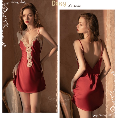 Váy Ngủ Sexy Gợi Cảm Đầm Ngủ Lụa Phối Ren 2 Dây Quyến Rũ Big Size Cao Cấp - Mã VN017