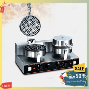 Máy nướng bánh waffle công nghiệp 2400W điều chỉnh 50 - 250 độ, làm nóng nhanh