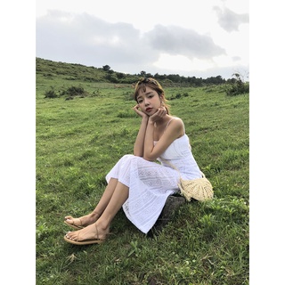 Túi cói mini đeo chéo Sunshine hình bán nguyệt - phong cách Vintage