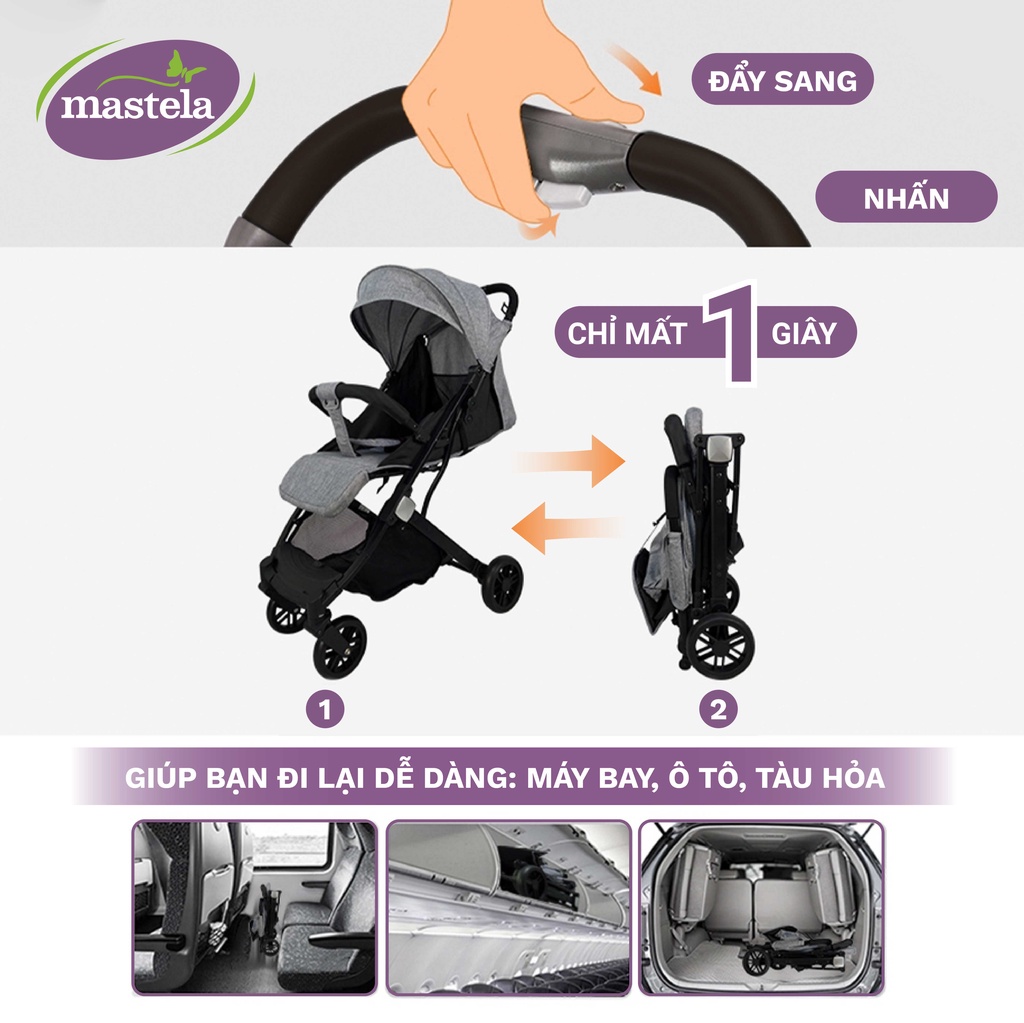 Mô tả Xe Đẩy Em Bé Mastela 275 Đa Chức Năng Cao Cấp, chất liệu aluminium, gấp gọn mang lên máy bay - 3