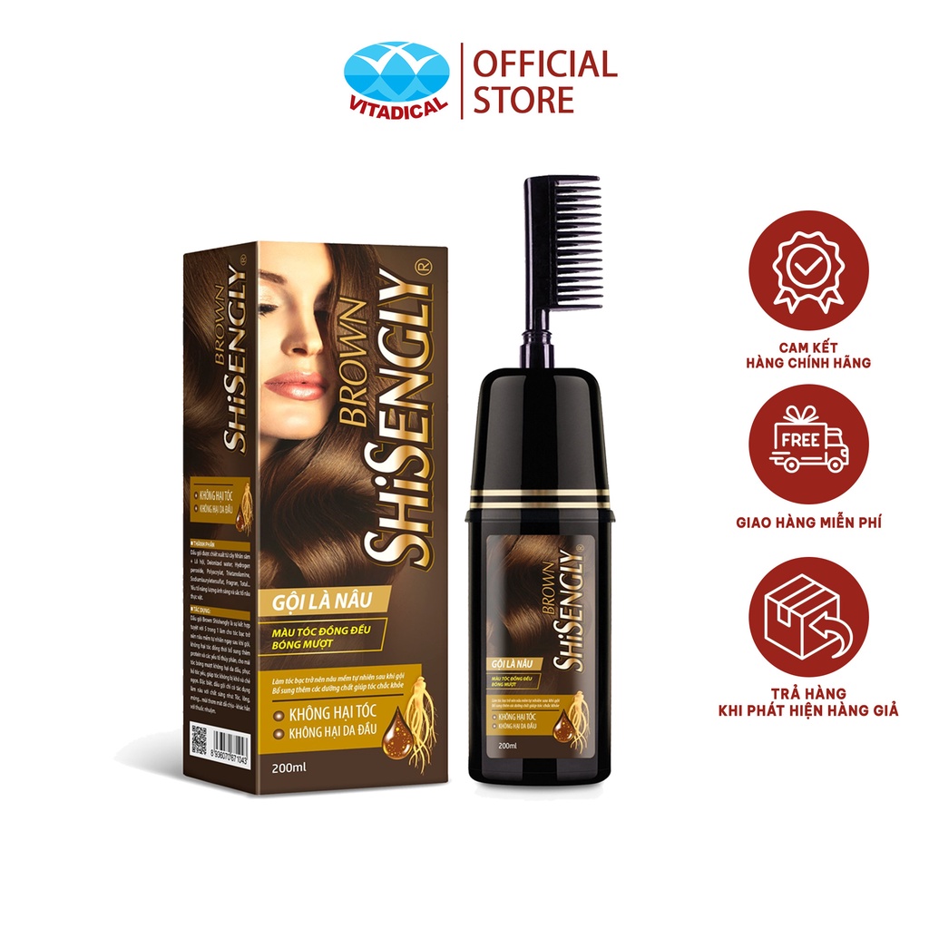 Dầu Gội Phủ Nâu Cao Cấp SHISENGLY Làm Nâu Tóc & Giảm Rụng Tóc - Hàng Chính Hãng - 200ML