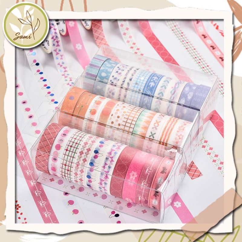 Washi hoạ tiết set 10-12 cuộn để trang trí journal, sổ tay SAMI