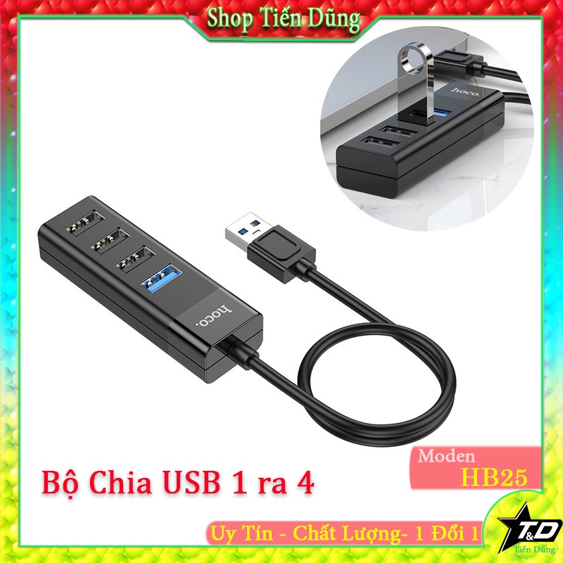 Bộ Chia USB 1 Ra 4 Cổng Hoco HB25 Chân Cắm USB Có 1 Cổng USB 3.0 và 3 ...
