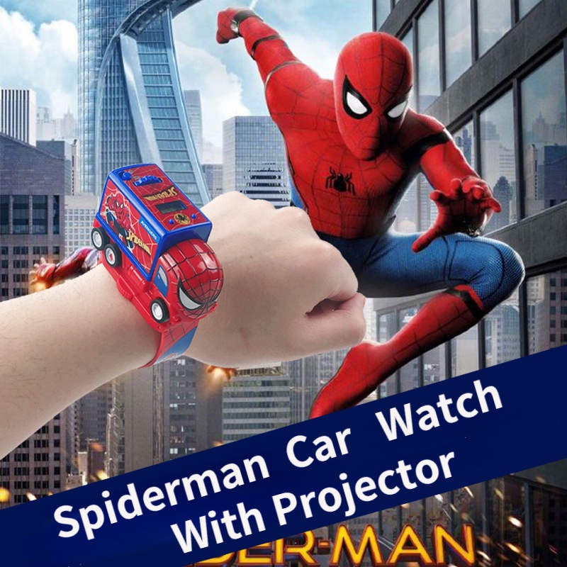 Đồng Hồ Điện Tử Hình Xe Hơi Hoạt Hình 3d Avengers Captain America Ironman Hulk Spiderman