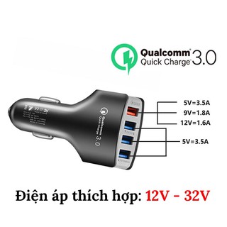 Tẩu Sạc Ô Tô 4 Cổng USB (Có 1 Cổng Quick Sạc Nhanh 3.0)