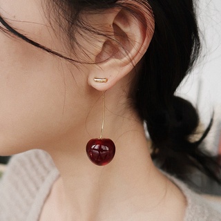Bông Tai Nhựa Resin Dáng Dài Hình Quả Cherry Đơn Giản Dễ Thương Phong Cách Hàn Quốc Thời Trang Mùa Hè Mới Cho Nữ