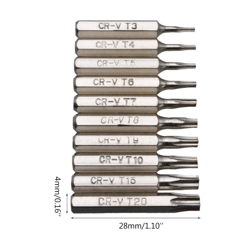Bộ 10 đầu tuốc nơ vít hoa thị sửa điện thoại di động CR-V T3 T4 T5 T6 T7 T8 T9 T10 T15 T20