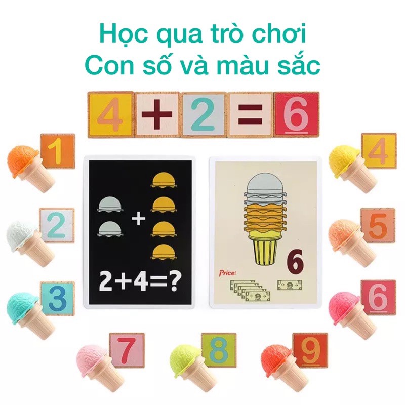 Ảnh Đồ chơi giáo dục trẻ em bộ bán kem Topbright mô phỏng bé học đếm, học màu vui vẻ, phong cách Montessori Roadstar 3