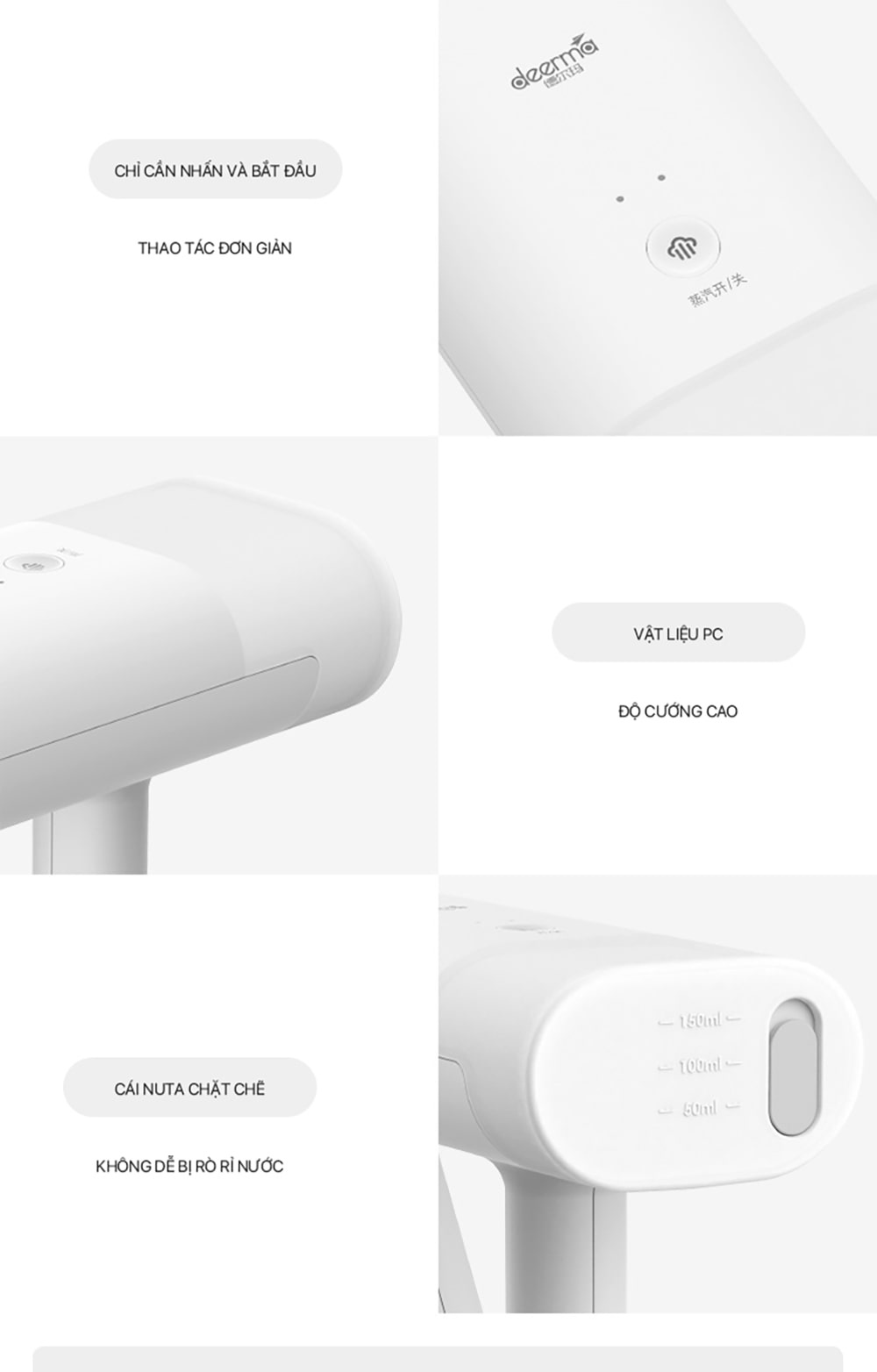 Mô tả Bàn ủi hơi nước Deerma HS100 nhỏ gọn công suất 1000W là phẳng các loại vải - Bảo hành 12 tháng - 9