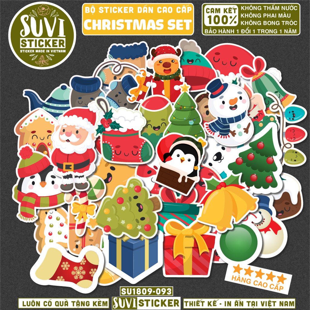 Sticker Noel Christmas chống nước sticker dán laptop, điện thoại, đàn ...