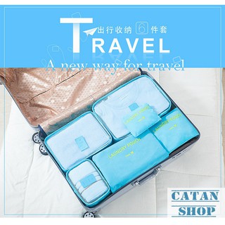SET 6 Túi Đựng Đồ Du Lịch xếp đồ gọn gàng trong vali Chống Thấm Bag in Bag GD40-6Tvali